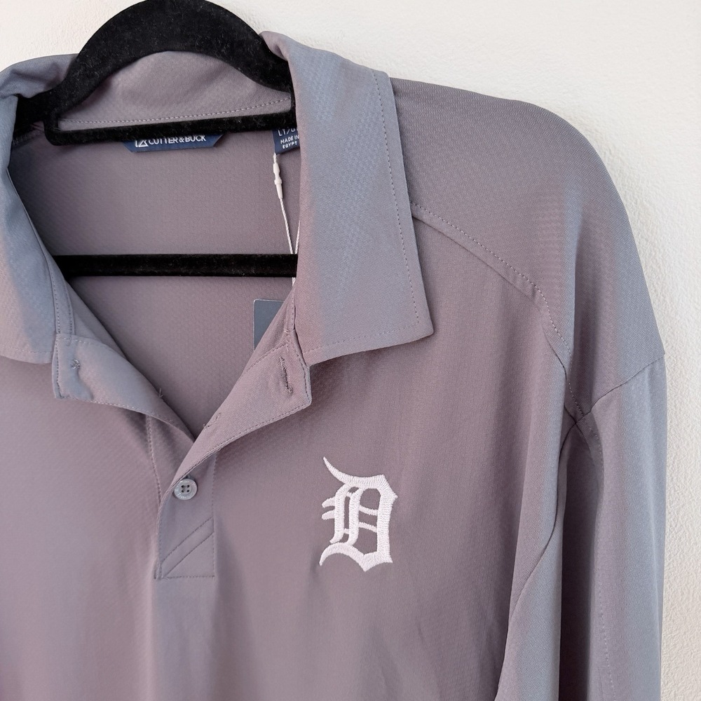 Cutter & Buck Detroit Tigers Polo Men's Large Tall Gray MLB Golf Shirt NWT - Picture 2 of 11